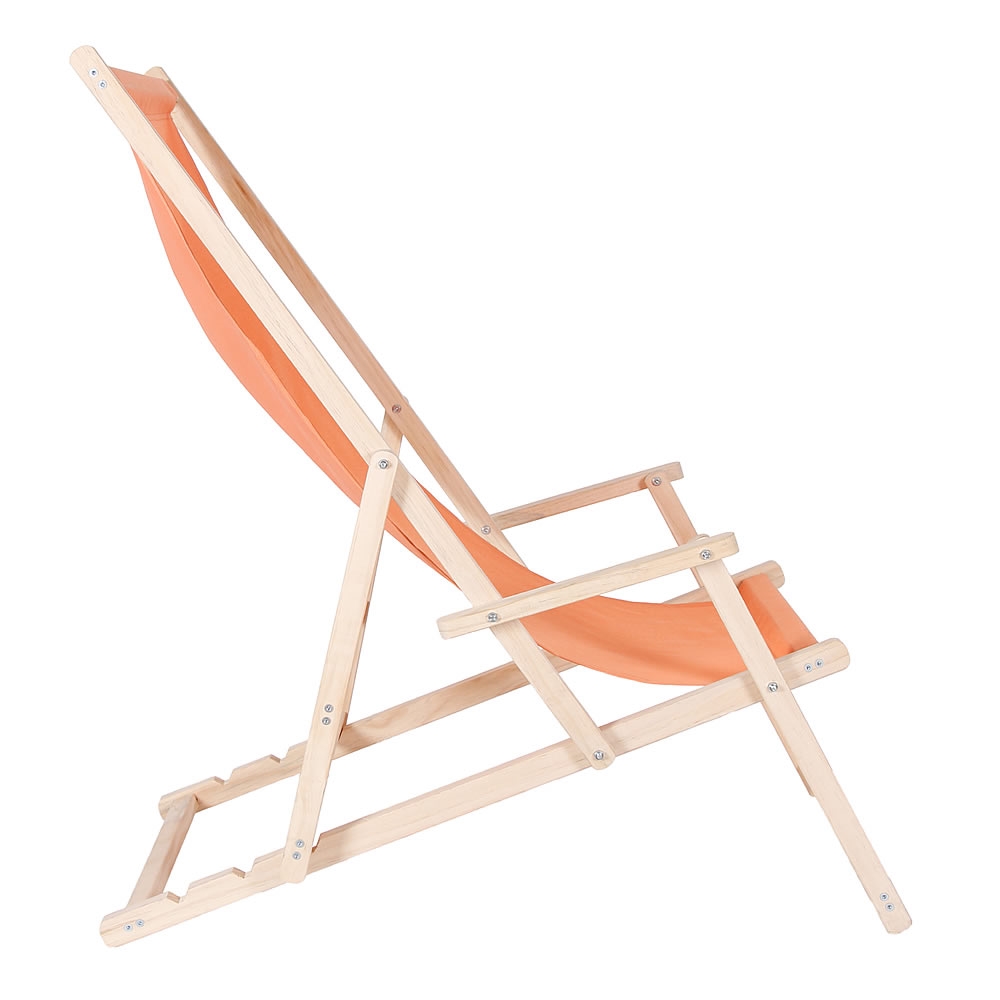 La Plage Chaise avec accoudoirs bois Camping Chaise longue orange balcon Couchage faltliege