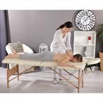 2 Zone Mobile Massage Table incl. Case Folding Massage Couch Bench Cream Pic:1