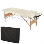 2 Zone Mobile Massage Table incl. Case Folding Massage Couch Bench Cream