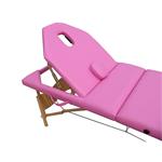 Aluminium 3 Zones Mobile Folding Portable Massage Table Couch Sofa Pink + Bag Pic:2