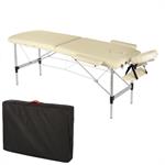 2 Zone Portable Folding Massage Table Lightweight Aluminium Bed Couch+Case Cream