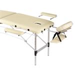 2 Zone Portable Folding Massage Table Lightweight Aluminium Bed Couch+Case Cream Pic:3