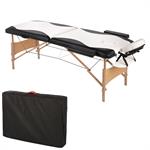 2 Zones Portable Massage Table Beauty Couch Bed+Bag Set White/Black