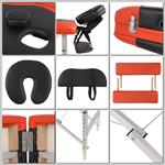 Aluminium 3 zones Mobile Portable Massage Table Couch Sofa Black/Orange + Bag Pic:2