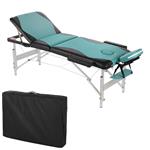 Aluminium 3 zones Mobile Portable Massage Table Couch Sofa Black/Turquoise + Bag