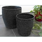 Set of 2 Flower Tubs Flowers Pot Planter Plant Hand Made Water Hyacinth Round