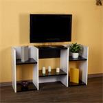 TV Stand Wooden Rack in White/Black Shelf TV Board with Shelf Space