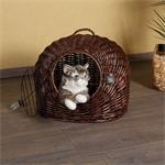 Cat Travel Basket Bed Kitten Pet Transport Carrier Dark Willow Wicker