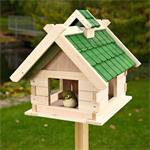 Large Aviary Volery Bird House Nesting Box Wood Bird-seed Dispenser Green Pic:1