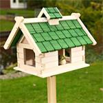 Large Aviary Volery Bird House Nesting Box Wood Bird-seed Dispenser Green Pic:3