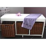 Wooden Bench Seater Seat Chest Settee + Storage Baskets Drawers Bins + Cushion