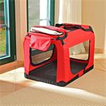Foldable Dog/Puppy Animal Pet Carrier Transport Box Basket + Cushion Red 91cm Pic:2