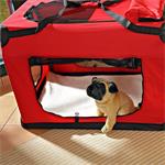 Foldable Dog/Puppy Animal Pet Carrier Transport Box Basket + Cushion Red 91cm Pic:5