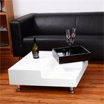 Cocktail Table Coffee Side Tables Glass-topped Table Designer White Square Pic:3