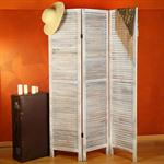 3-Panel Room Divider Shabby Chic in White Separating Wall Blade Privacy Shield