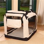 Foldable Dog/Puppy Animal Pet Carrier Transport Box Basket Cushion Beige Size L Pic:2
