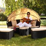 Garden Bed with Table Rattan Wicker Beach Chair Polyrattan Basket Sun Lounger Pic:7