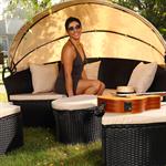 Garden Bed with Table Rattan Wicker Beach Chair Polyrattan Basket Sun Lounger Pic:10