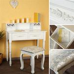Dressing Table Vanity Table Antique White + 4 Drawers