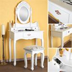 Dressing Table Stool Mirror Vanity Table Cosmetic Table Country Style White