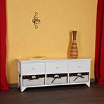 Bench 3 Drawers Settle Chest of Drawers White Country Style Wooden Bench White Pic:1