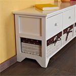 Bench 3 Drawers Settle Chest of Drawers White Country Style Wooden Bench White Pic:2