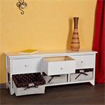 Bench 3 Drawers Settle Chest of Drawers White Country Style Wooden Bench White Pic:4