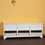 Bench 3 Drawers Settle Chest of Drawers White Country Style Wooden Bench White Pic:6