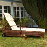 Rattan Sun Lounger Adjustable Garden Furniture Sunbed Wicker Polyrattan Brown