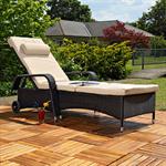 Rattan Sun Lounger Adjustable Garden Furniture Sunbed Wicker Polyrattan Black