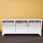 Country House Commode Cabinet Sideboard Hall Bath Shelf White 3 Baskkets Grey Pic:4