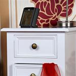 Country House Night Bedside Table Dresser Cabinet+Drawers White Pic:3