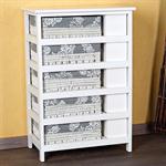 Country House Commode Dresser Drawer Shelf Chest + 5 Baskets Wood White Pic:4