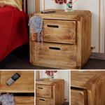 Design 3 Piece Drawer Night Stand Bedside Table Cabinet Wood Brown