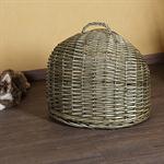 Cat Travel Basket Bed Kitten Pet Transport Carrier Willow Wicker Grey Pic:4