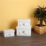 Shabby Chic Style Stackable Boxes with Lids Gift Box Stackable Cases White Wood