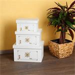 Shabby Chic Style Stackable Boxes with Lids Gift Box Stackable Cases White Wood Pic:1