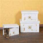 Shabby Chic Style Stackable Boxes with Lids Gift Box Stackable Cases White Wood Pic:2