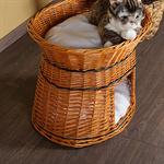 Wicker Cat/Dog Animal Bed Pet Transport Basket Natural-Coloured Pic:3