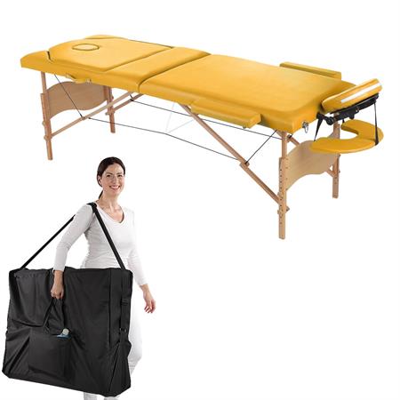 3 Zones Portable Massage Table Beauty Couch Bed Yellow incl. Bag