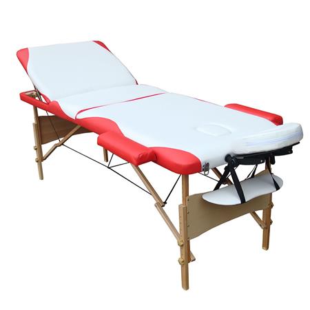 3 Zone Mobile Portable Luxury Massage Table Bed Couch+Carry Case White/Red