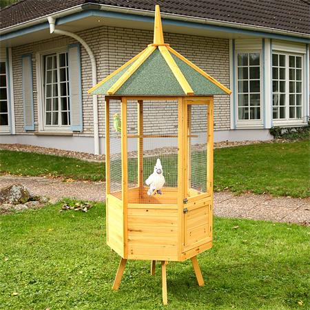 XXL 6-corner Voliere Aviary Birdcage Wooden Bird House Cage