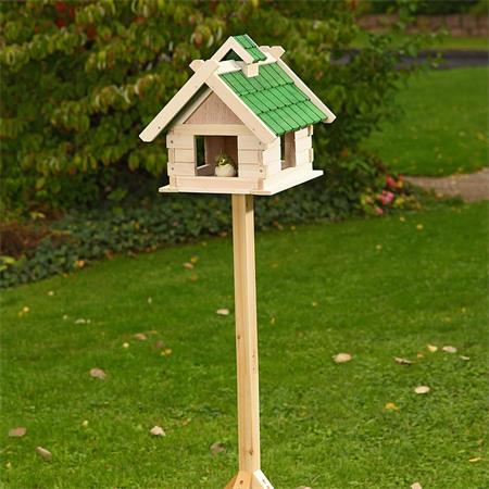 Large Aviary Volery Bird House Nesting Box Wood Bird-seed Dispenser Green