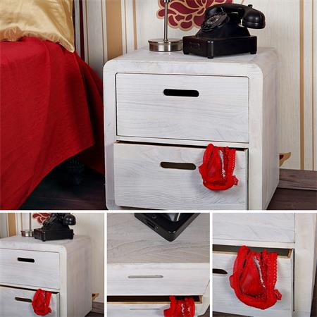 Design 3 Piece Drawer Night Stand Bedside Table Cabinet Wood White
