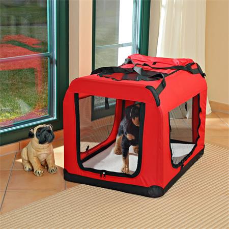 Foldable Dog/Puppy Animal Pet Carrier Transport Box Basket + Cushion Red 91cm