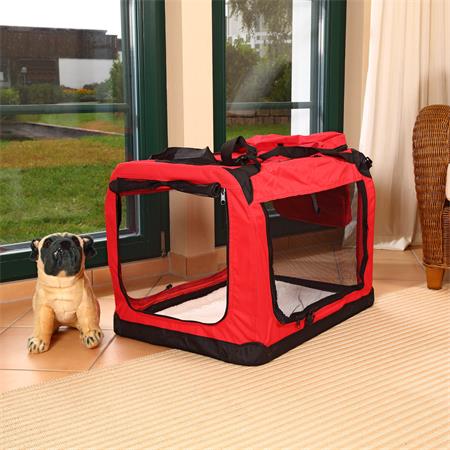 Foldable Dog/Puppy Animal Pet Carrier Transport Box Basket Cushion Red Size L