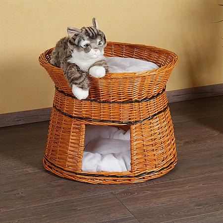 Wicker Cat/Dog Animal Bed Pet Transport Basket Natural-Coloured