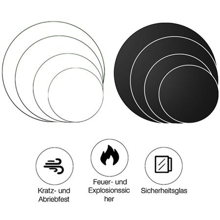 Fireplace glass table top floor plate round spark protection ESG safety glass clear glass black stove glass glass plate fireplace plate glass plate - &#216; 60cm