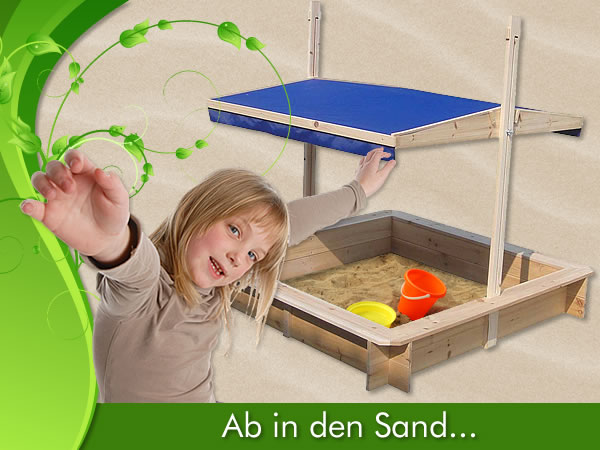 Sandkasten mit Dach verstellbar Sandkiste Spielhaus Sitzbänke Holz Abdeckung 