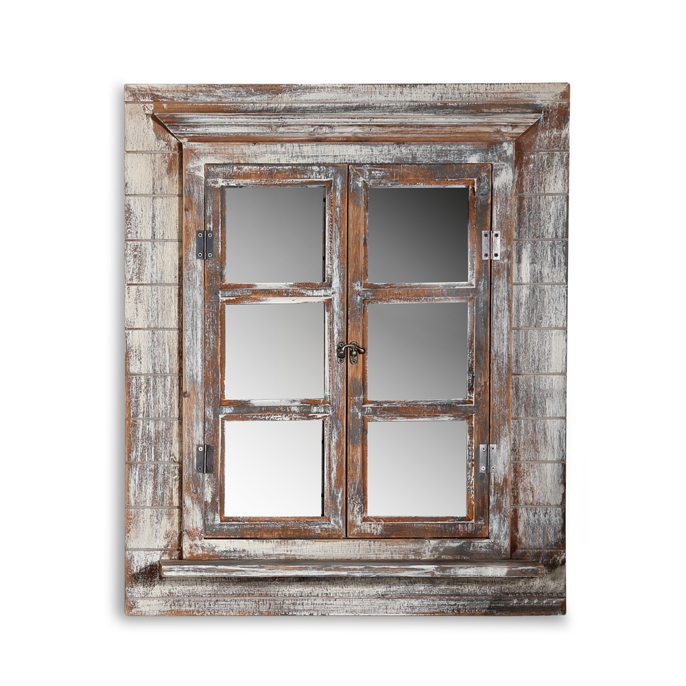 Wandspiegel Landhausstil Spiegelfenster Metall Spiegel Fensterläden Rundbogen 